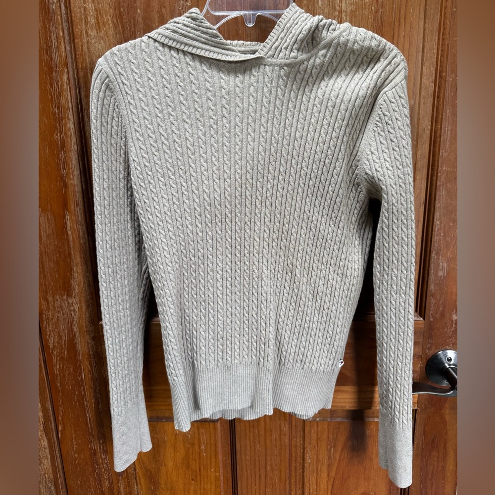 Tommy Hilfiger Light Gray Cable Knit Turtleneck Sweater